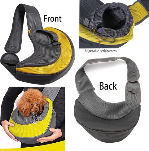 كيو تشينغج حامل للكلاب والقطط والحيوانات الاليفة، حزام قابل للتعديل وجسم شبكي جيد التهوية، شنطة حمل امنة للسفر للكلاب والقطط والارانب، اسود، للحيوانات الاليفة 5-10 باوند in Kuwait
