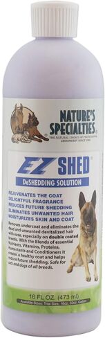 Nature's Specialties EZ Shed Ultra Concentrated Dog Conditioner for Pets, Makes up to 3 Gallons, Natural Choice for Professional Groomers, Deshedding Solution, Made in USA, 16 oz in Saudi Arabia