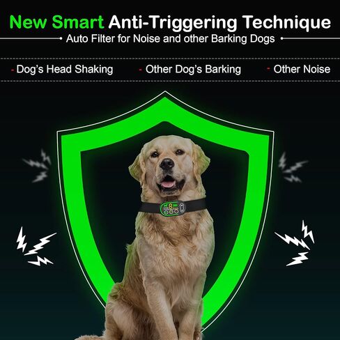 Dog Bark Collar, Rechargable anti barking collar for dogs with 5 Adjustable Sensitivity Levels and 6 Adjustable shock and 3 vibration levels - Bark Collar for Small, Medium and large dogs in Kuwait