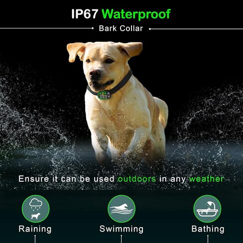 Dog Bark Collar, Rechargable anti barking collar for dogs with 5 Adjustable Sensitivity Levels and 6 Adjustable shock and 3 vibration levels - Bark Collar for Small, Medium and large dogs in Kuwait