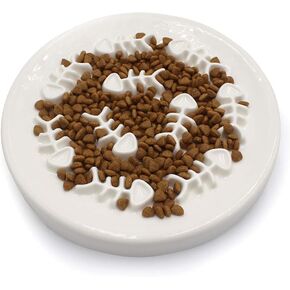 وعاء تغذية بطيء للقطط من السيراميك، طبق سيراميك بتصميم عظمة سمكة، تفاعلي ممتع يبطئ سرعة تناول الحيوانات الاليفة، ضد الانتفاخ وعسر الهضم in Kuwait