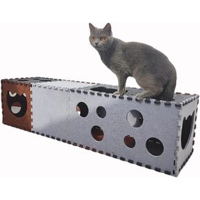 DIY Transformable Cat Tunnel - Indoor Cat Condo/Cat House Cube, Foldable Cat Hideaway Cave, Multifunctional Scratch Resistant Puzzle Felt Cat Toys for Small Medium Large Cat (Large) in Kuwait