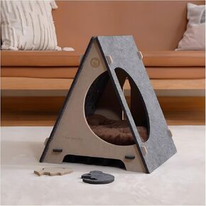 Meowag Whisker's Wonderland Exclusive Cat Villa - Felt Panel Indoor Cat House and Bed with Soft Cushion, Removable Roof, and Cozy Cave for Small to Medium Sized Cats in Saudi Arabia