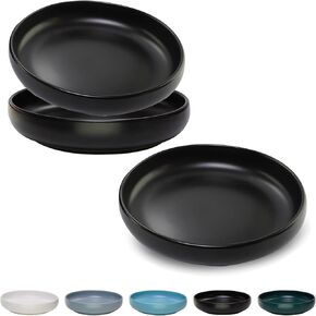 Ceramic Cat Bowls,Shallow Cat Dishes for Food and Water, 6 inch Matte Finish Wide Cat Food Bowl,Whisker Fatigue Free Pet Puppy Kitten Bowl Set of 3,Dishwasher Safe