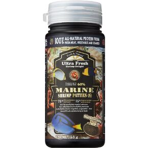 Ultra Fresh Marine Fish Food, 75% Sword Prawns + Squids, Natural Protein, Color Enhancement, for Small Saltwater Fish, Marine Shrimp Patties S 1.86oz