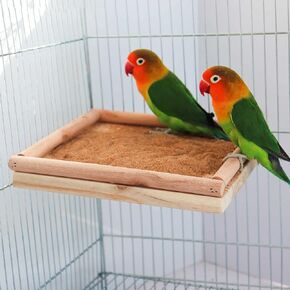 Dnoifne Cork Seat Board, Natural Wooden Parrot Bird Perch Stand, Natural Wooden Bird Cage Stand Pole Accessories for Parrot, Parakeet, Budgies, Lovebirds