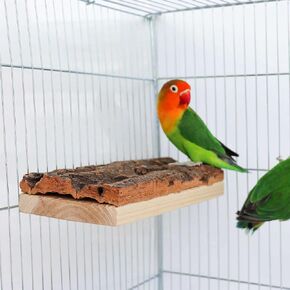 Dnoifne Cork Seat Board, Natural Wooden Parrot Bird Perch Stand, Natural Wooden Bird Cage Stand Pole Accessories for Parrot, Parakeet, Budgies, Lovebirds in Saudi Arabia