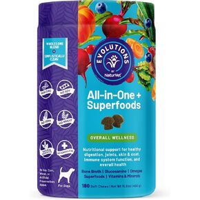 NaturVet Evolutions All-in-One + Superfoods 90ct Soft Chews for Dogs - Bone Broth, Superfoods Provides Nutritional Support for Healthy Digestion, Joints, Skin & Coat, Immune System, Overall Health