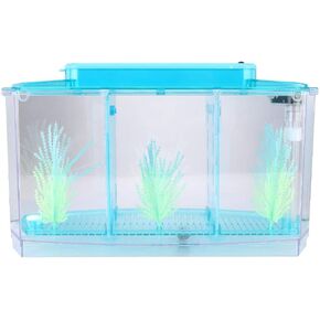 Betta Fish Tank, Adjustable Light Isolation Acrylic Small Aquarium with LED Light, Small Fish Tank Starter Kit, Beta Fish Tank with Water Change Valve for Office Home Room Decor (Blue)