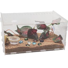 yzexi Magnetic Acrylic Reptile Cage,12X8X6 inch Breeding Box Terrarium Tank,Clear Feeding Habitat for Tarantula Scorpion Sling Isopods Lizards Roach Invertebrates Insect Mantis transparent in Kuwait