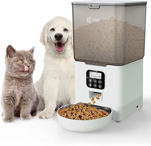 Ciays Automatic Cat Feeder, 5.6L, 4 Meals Per Day, Pet Dry Food Dispenser, Dual Power Supply & Voice Recorder, Black in Saudi Arabia