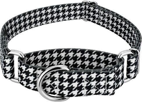 Country Brook Petz - طوق كلب Houndstooth Martingale - مجموعة الرياضة وألعاب القوى مع 14 تصميمًا مفعمًا بالحيوية (1 بوصة، متوسط) in Kuwait