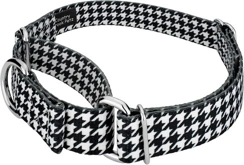 Country Brook Petz - طوق كلب Houndstooth Martingale - مجموعة الرياضة وألعاب القوى مع 14 تصميمًا مفعمًا بالحيوية (1 بوصة، متوسط) in Kuwait