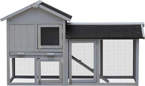 DHHU Rabbit Hutch 2-Story Rabbit Cage Bunny Hutch Rolling Large Bunny Cage Indoor Outdoor Guinea Pig Hutch Rabbit House with Waterproof Roof and No Leak Plastic Tray in Saudi Arabia