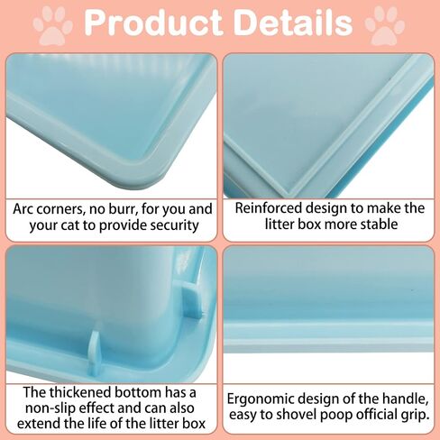 kathson 3 Pcs Open Cat Litter Box with Scoops Plastic Kitty Litter Pan Medium Cat Litter Tray Durable Nonstick Cat Toilet for Kitty Puppy Bunny and Other Small Animals 15 X 11 X 4 Inches in Saudi Arabia