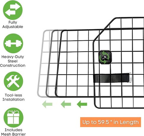 حاجز سيارة للكلاب من كوليتا لسيارات الدفع الرباعي والمركبات - حاجز كبير للحيوانات الأليفة قابل للتعديل مع شبكة حماية إضافية لتغطية كاملة. مقسم للخدمة الشاقة ومناسب عالميًا وسهل التركيب والإزالة من أجل سلامة سيارة الحيوانات الأليفة in Kuwait