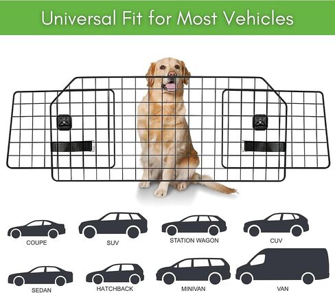 حاجز سيارة للكلاب من كوليتا لسيارات الدفع الرباعي والمركبات - حاجز كبير للحيوانات الأليفة قابل للتعديل مع شبكة حماية إضافية لتغطية كاملة. مقسم للخدمة الشاقة ومناسب عالميًا وسهل التركيب والإزالة من أجل سلامة سيارة الحيوانات الأليفة in Kuwait