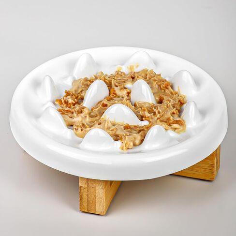 Lorde Slow Feeder Cat Bowl,Raised Cat Slow Feeder Dry Food Wet Food Bowl with Stand Ceramic Elevated Pet Bowl for Cat and Dog Puzzle Feeder for Heathy Eating Diet.7inch in Saudi Arabia