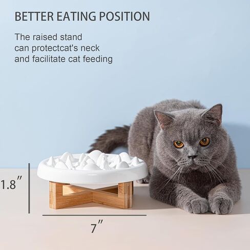 Lorde Slow Feeder Cat Bowl,Raised Cat Slow Feeder Dry Food Wet Food Bowl with Stand Ceramic Elevated Pet Bowl for Cat and Dog Puzzle Feeder for Heathy Eating Diet.7inch in Saudi Arabia
