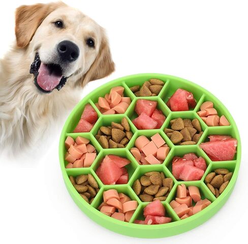 Slow Feeder Dog Bowls, Silicone Dog Bowl with Suction Cups, Non-Slip & Anti Gulping, Dishwasher Safe, Reduces Boredom and Anxiety, Slow Feeding Dog Bowl for Small Medium Large Breed - Blue in Saudi Arabia