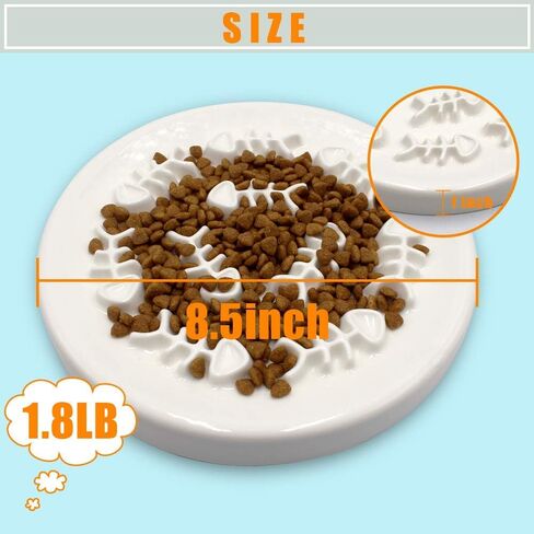 وعاء تغذية بطيء للقطط من السيراميك، طبق سيراميك بتصميم عظمة سمكة، تفاعلي ممتع يبطئ سرعة تناول الحيوانات الاليفة، ضد الانتفاخ وعسر الهضم in Kuwait