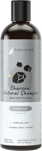 kin+kind Dog Shampoo - Deep Clean, Dirt & Odor Remover w/Activated Charcoal for Dogs, Gentle Formula w/Natural Aloe, Olive Oil & Coconut Oil, Pet Care & Grooming Products, Almond & Vanilla, 12 fl oz in Kuwait
