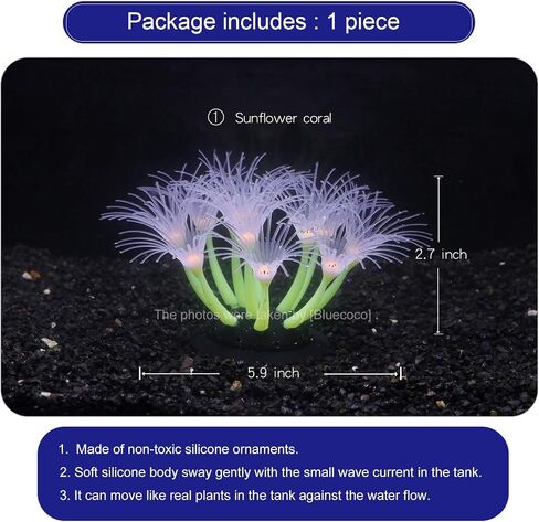 Glow-in-the-Dark Silicone Aquarium Flower (Purple, Sunflower) in Saudi Arabia