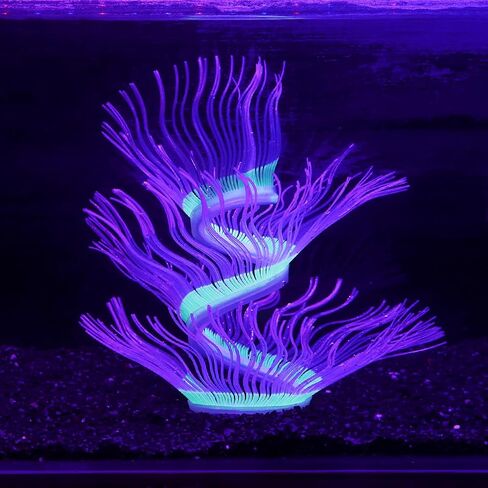Soft Silica Gel Moves Naturally with Water Flow, Aquarium Decorations Glow in The Dark, Glowing Coral Ornaments for Fish Tank Decorations (Green, Anemone) in Saudi Arabia