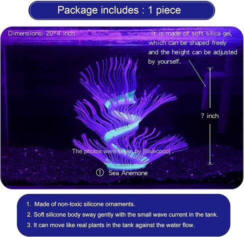 Soft Silica Gel Moves Naturally with Water Flow, Aquarium Decorations Glow in The Dark, Glowing Coral Ornaments for Fish Tank Decorations (Green, Anemone) in Saudi Arabia