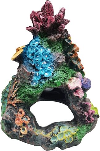 TIHOOD Coral Aquarium Decoration Fish Tank Resin Rock Mountain Cave Ornaments Betta Fish House for Betta Sleep Rest Hide Play Breed in Saudi Arabia