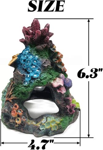 TIHOOD Coral Aquarium Decoration Fish Tank Resin Rock Mountain Cave Ornaments Betta Fish House for Betta Sleep Rest Hide Play Breed in Saudi Arabia