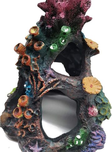 TIHOOD Coral Aquarium Decoration Fish Tank Resin Rock Mountain Cave Ornaments Betta Fish House for Betta Sleep Rest Hide Play Breed in Saudi Arabia