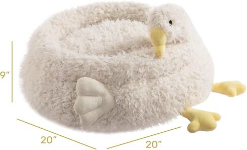 PAPITLULU Cozy Pet Bed for Cats and Small Dogs, Goose Shape Cat Cave Nest Sleeping Bed, Warm Puppy House, White in Saudi Arabia