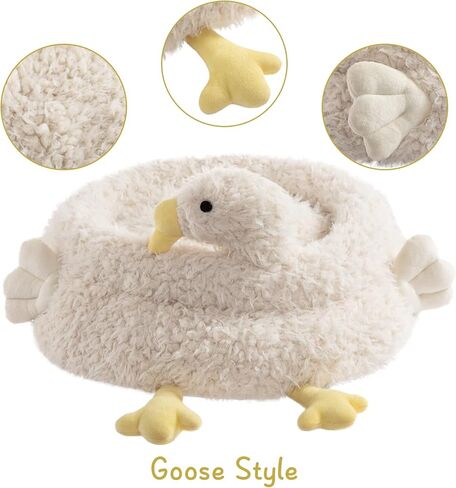 PAPITLULU Cozy Pet Bed for Cats and Small Dogs, Goose Shape Cat Cave Nest Sleeping Bed, Warm Puppy House, White in Saudi Arabia