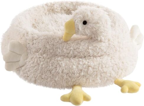 PAPITLULU Cozy Pet Bed for Cats and Small Dogs, Goose Shape Cat Cave Nest Sleeping Bed, Warm Puppy House, White in Saudi Arabia