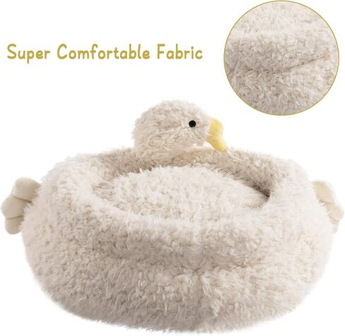 PAPITLULU Cozy Pet Bed for Cats and Small Dogs, Goose Shape Cat Cave Nest Sleeping Bed, Warm Puppy House, White in Saudi Arabia