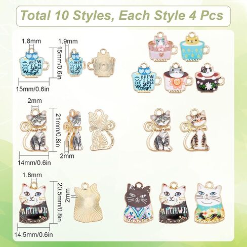 SUNNYCLUE 1 Box 40Pcs Cat Charms Enamel Cat Charm Cat Head Charm Kitten Lucky Pet Cats Flat Back Animal Alloy Charms for Jewelry Making Charms Necklace Bracelet Earrings DIY Craft Supplies Adult in Saudi Arabia