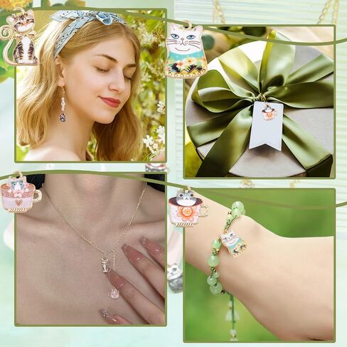 SUNNYCLUE 1 Box 40Pcs Cat Charms Enamel Cat Charm Cat Head Charm Kitten Lucky Pet Cats Flat Back Animal Alloy Charms for Jewelry Making Charms Necklace Bracelet Earrings DIY Craft Supplies Adult in Saudi Arabia