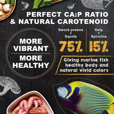 Ultra Fresh Marine Fish Food, 75% Sword Prawns + Squids, Natural Protein, Color Enhancement, for Small Saltwater Fish, Marine Shrimp Patties S 1.86oz in Saudi Arabia