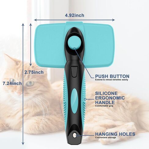 Self-Cleaning Slicker Brush for Dogs & Cats, Grooming Combs for Short & Long-Haired Dogs, Cats, Rabbits & More - Gently Removes Loose Undercoat, Mats and Tangled Hair in Saudi Arabia