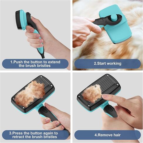 Self-Cleaning Slicker Brush for Dogs & Cats, Grooming Combs for Short & Long-Haired Dogs, Cats, Rabbits & More - Gently Removes Loose Undercoat, Mats and Tangled Hair in Saudi Arabia