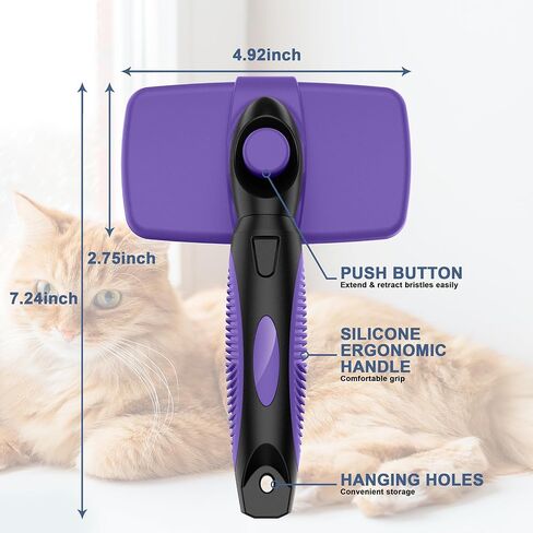Self-Cleaning Slicker Brush for Dogs & Cats, Grooming Combs for Short & Long-Haired Dogs, Cats, Rabbits & More - Gently Removes Loose Undercoat, Mats and Tangled Hair in Saudi Arabia