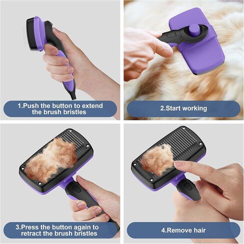 Self-Cleaning Slicker Brush for Dogs & Cats, Grooming Combs for Short & Long-Haired Dogs, Cats, Rabbits & More - Gently Removes Loose Undercoat, Mats and Tangled Hair in Saudi Arabia