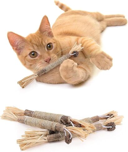 PAKESI Catnip Sticks 4-Piece Set of cat Toys, Silver Cane Cleaning cat Teeth, Indoor cat Interactive Toys, Suitable for All Cats Chewing Sticks to Relieve Stress in Kuwait