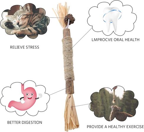 PAKESI Catnip Sticks 4-Piece Set of cat Toys, Silver Cane Cleaning cat Teeth, Indoor cat Interactive Toys, Suitable for All Cats Chewing Sticks to Relieve Stress in Kuwait