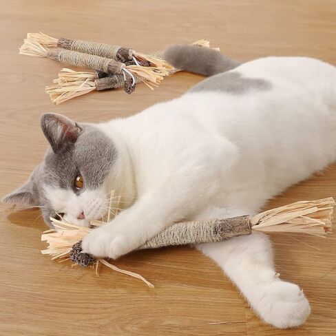 PAKESI Catnip Sticks 4-Piece Set of cat Toys, Silver Cane Cleaning cat Teeth, Indoor cat Interactive Toys, Suitable for All Cats Chewing Sticks to Relieve Stress in Kuwait