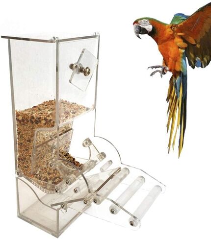 POPETPOP Bird Cage Feeder Bird Cage Feeders Automatic Parrot Tube Birds Cage Accessories for Parakeet Canary Cockatiel Finch Bird Feeder in Saudi Arabia