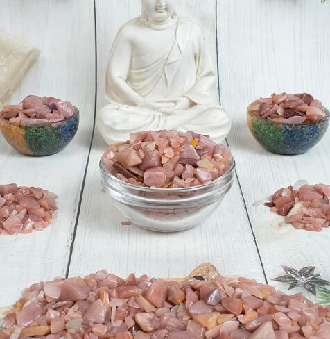 Crocon 1/2 LB Crushed Pink Opal Chips Bulk Stone 1100+ Carats Natural Quartz Pieces Irregular Shape Gemstone Tumbling Cabbing Gem Mining Chakra Balancing Reiki and Crystal Healing Home Office Décor in Saudi Arabia
