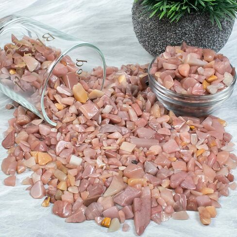 Crocon 1/2 LB Crushed Pink Opal Chips Bulk Stone 1100+ Carats Natural Quartz Pieces Irregular Shape Gemstone Tumbling Cabbing Gem Mining Chakra Balancing Reiki and Crystal Healing Home Office Décor in Saudi Arabia