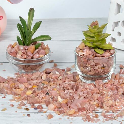 Crocon 1/2 LB Crushed Pink Opal Chips Bulk Stone 1100+ Carats Natural Quartz Pieces Irregular Shape Gemstone Tumbling Cabbing Gem Mining Chakra Balancing Reiki and Crystal Healing Home Office Décor in Saudi Arabia